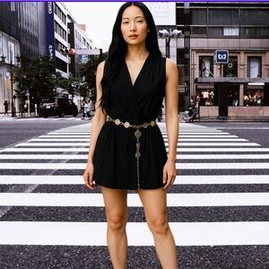 Valia black romper style dress with pockets